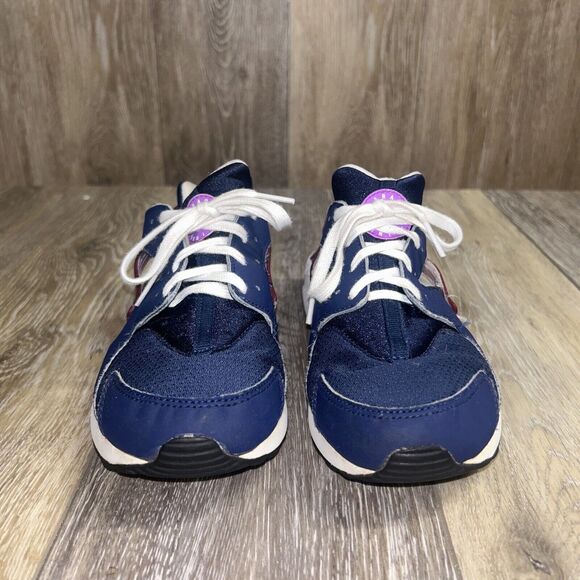 Nike Air Huarache Run Midnight Navy Blue Maroon 704951-404 Youth US Size 3Y - Picture 3 of 11